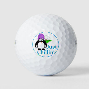 Pinguin mit lila Hut chillin' Golfball