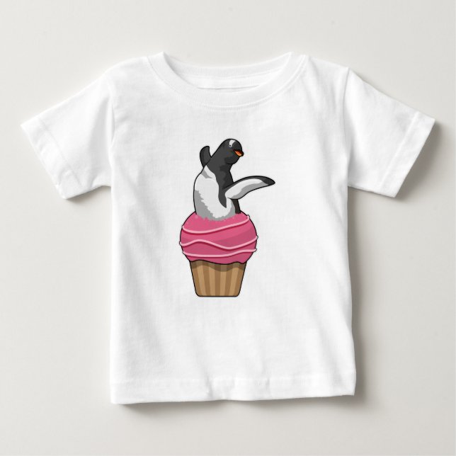 Pinguin mit Muffin Baby T-shirt (Vorderseite)