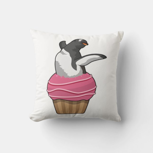 Pinguin mit Muffin Kissen (Vorderseite)