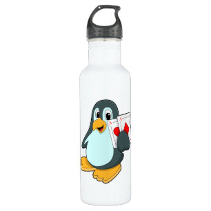Pinguin mit Poker-Karten Edelstahlflasche