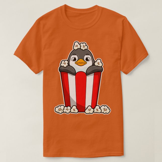 Pinguin mit Popcorn-Kegel T-Shirt (Design vorne)
