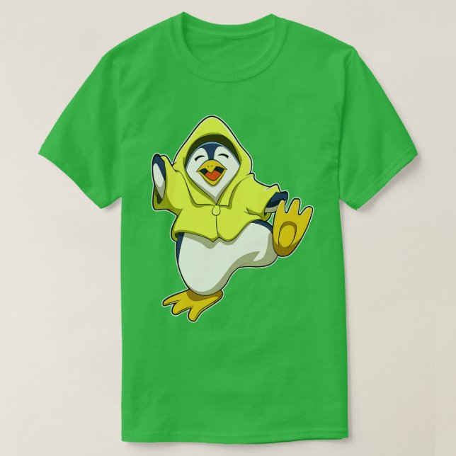 Pinguin mit Raincoat T-Shirt (Design vorne)