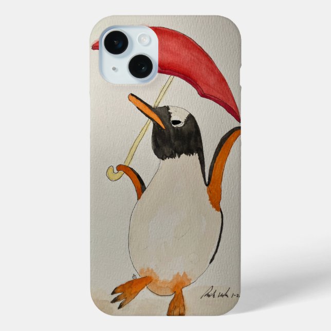 Pinguin mit Regenschirm Case-Mate iPhone Hülle (Rückseite)