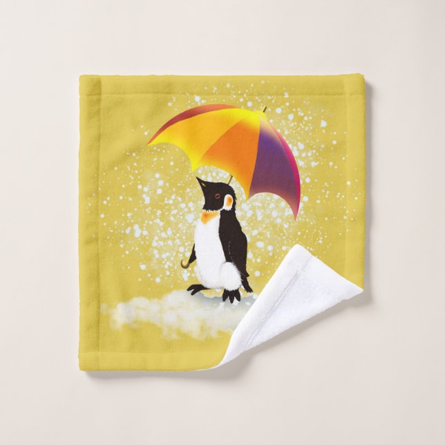 Pinguin mit Regenschirm Waschlappen (Waschlappen)