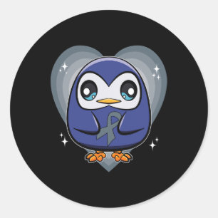 Pinguin mit Ribbon-Welt Dyslexie Bewusstsein Runder Aufkleber