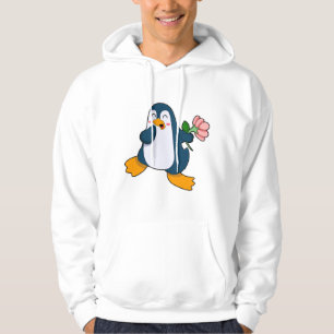 Pinguin mit Rosa-Blume Hoodie