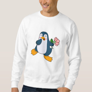 Pinguin mit Rosa-Blume Sweatshirt