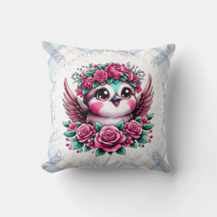 Pinguin mit rosa Rosen Kissen