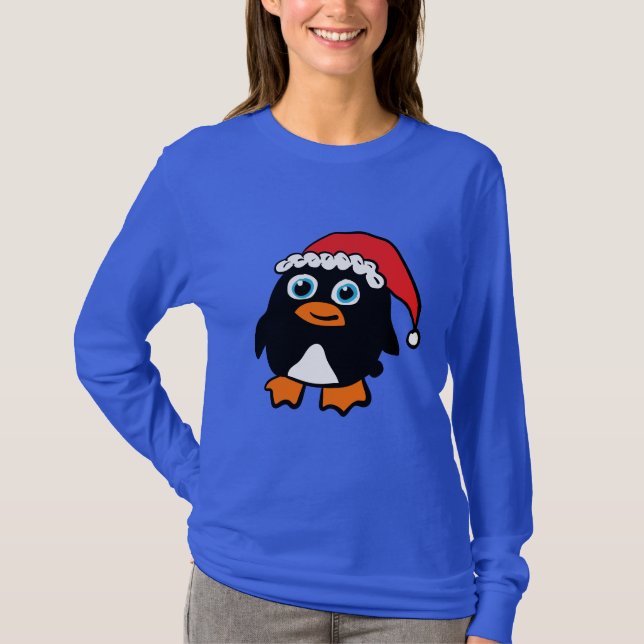 Pinguin mit Santa-Mütze T-Shirt (Vorderseite)
