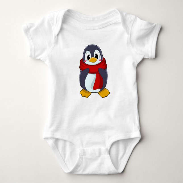 Pinguin mit Scarf Baby Strampler (Vorderseite)