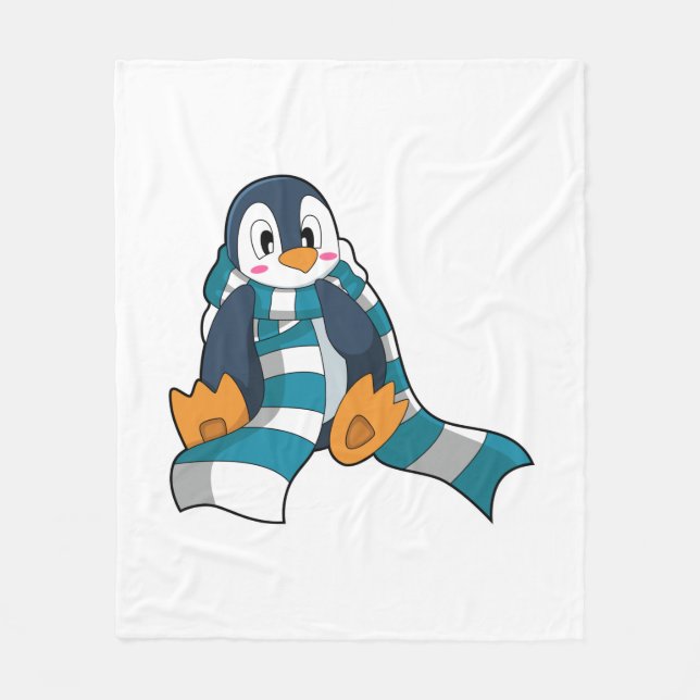 Pinguin mit Scarf Fleecedecke (Vorderseite)