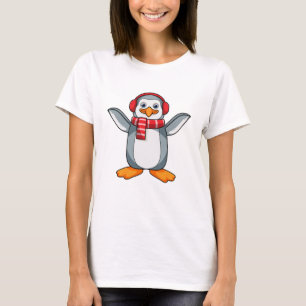 Pinguin mit Scarf & Headphone T-Shirt
