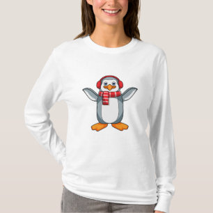 Pinguin mit Scarf & Headphone T-Shirt