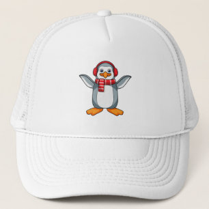 Pinguin mit Scarf & Headphone Truckerkappe