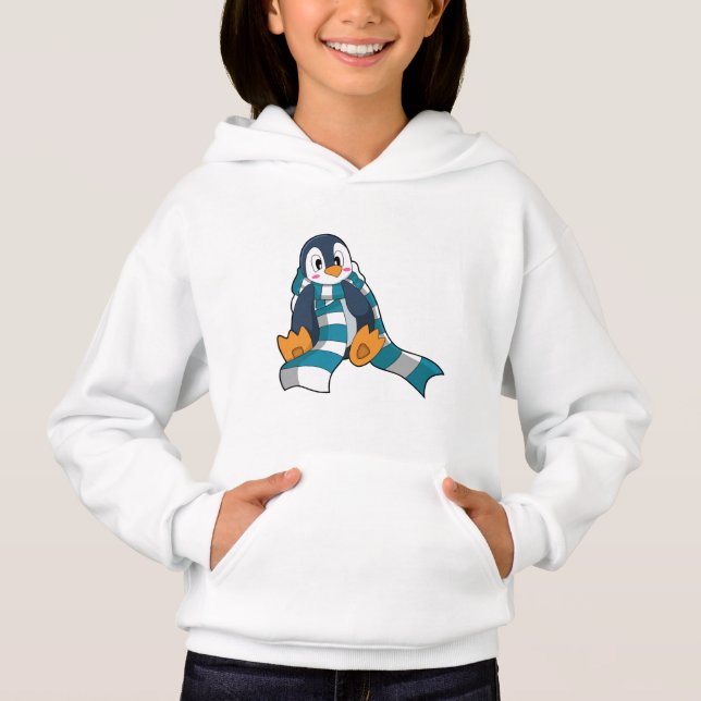 Pinguin mit Scarf Hoodie (Vorderseite)