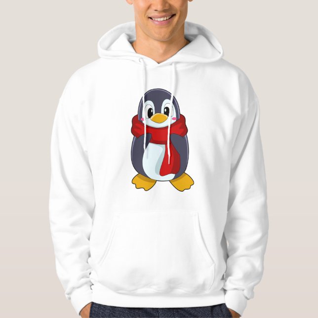 Pinguin mit Scarf Hoodie (Vorderseite)