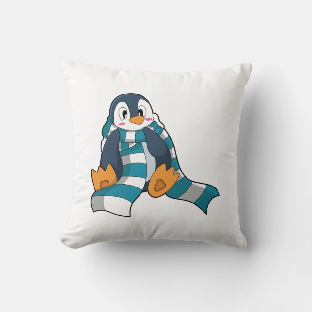 Pinguin mit Scarf Kissen (Vorderseite)