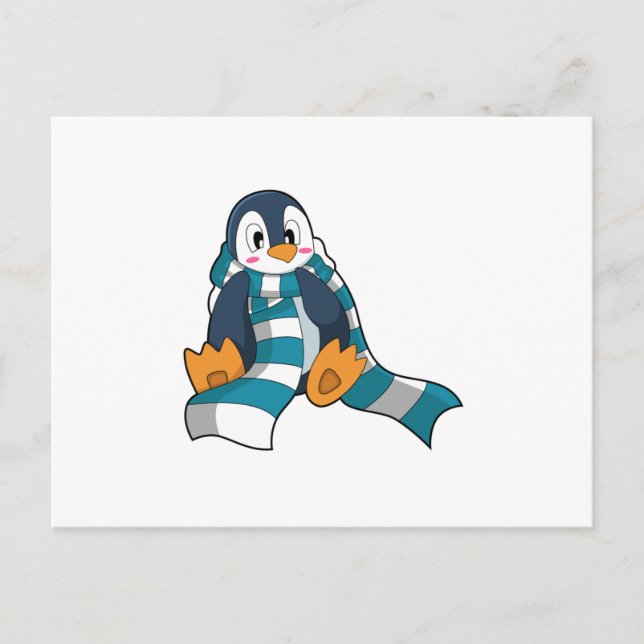 Pinguin mit Scarf Postkarte (Vorderseite)