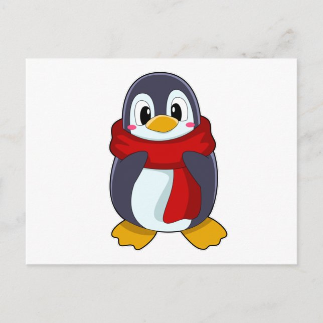 Pinguin mit Scarf Postkarte (Vorderseite)