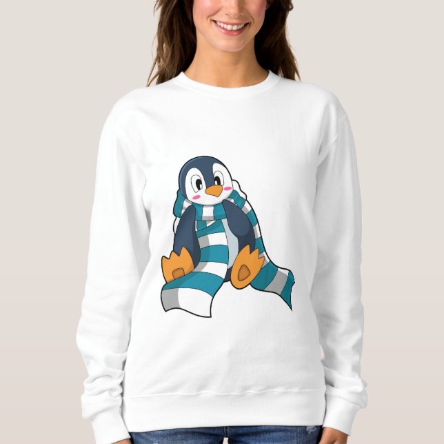 Pinguin mit Scarf Sweatshirt (Vorderseite)