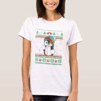 Pinguin mit Scarf Ugly Christmas Pajamas T-Shirt