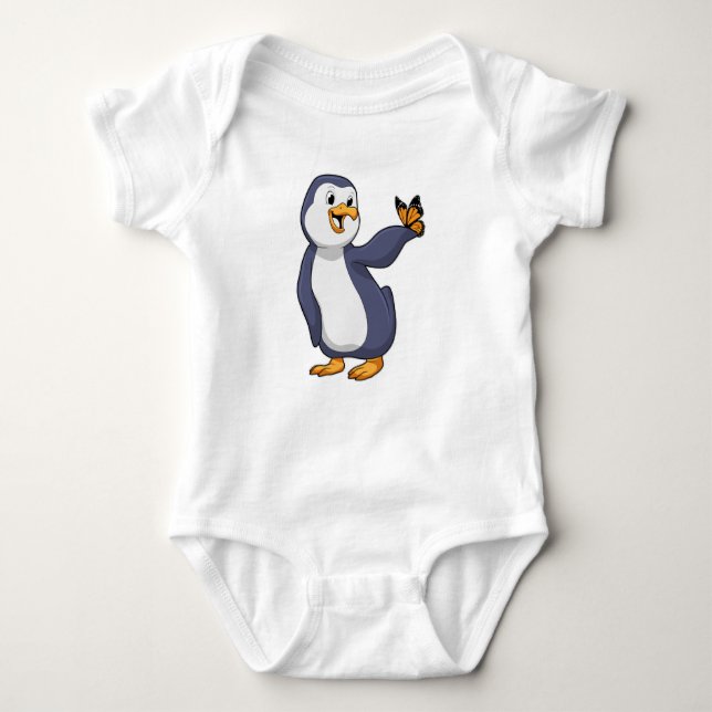 Pinguin mit Schmetterling Baby Strampler (Vorderseite)