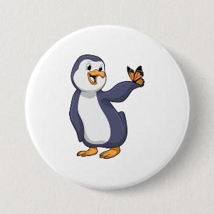 Pinguin mit Schmetterling Button