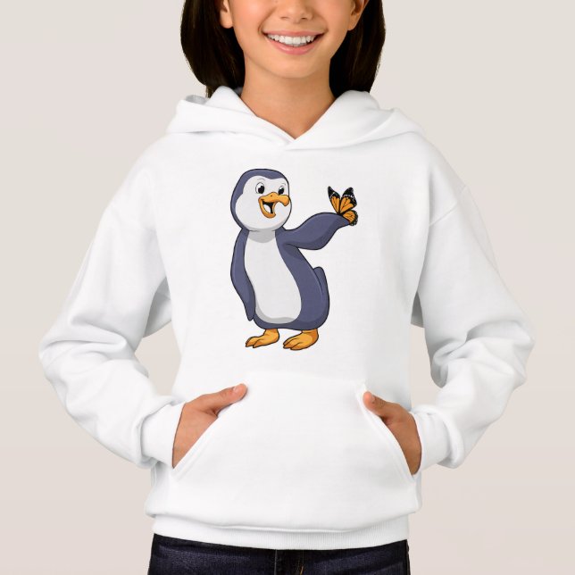 Pinguin mit Schmetterling Hoodie (Vorderseite)