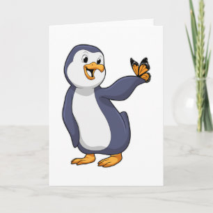 Pinguin mit Schmetterling Karte