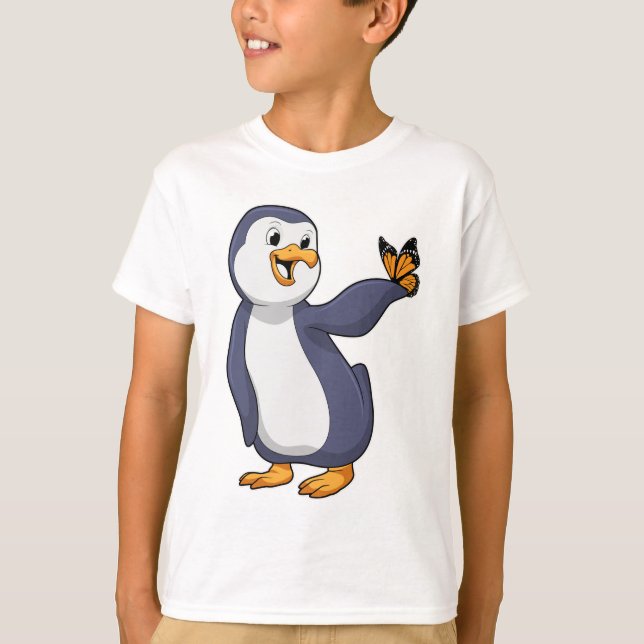 Pinguin mit Schmetterling T-Shirt (Vorderseite)