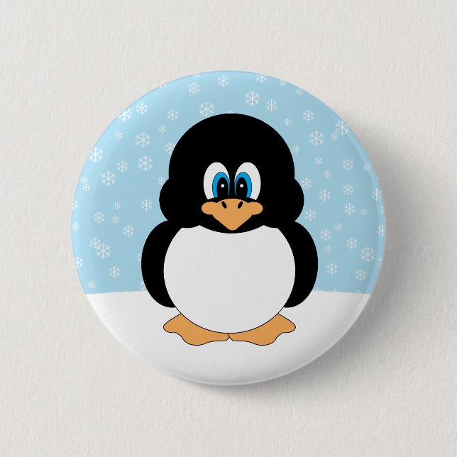 Pinguin mit Schneeflocke-Knopf Button (Vorderseite)
