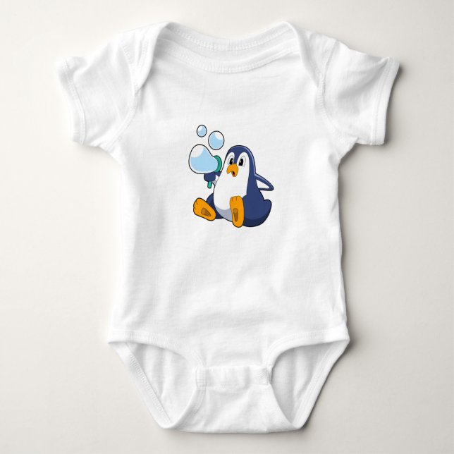 Pinguin mit Seifenblasen.PNG Baby Strampler (Vorderseite)