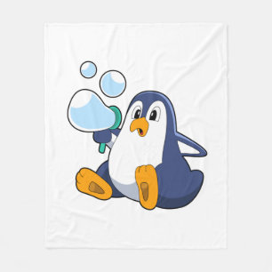 Pinguin mit Seifenblasen.PNG Fleecedecke