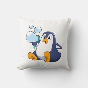 Pinguin mit Seifenblasen.PNG Kissen