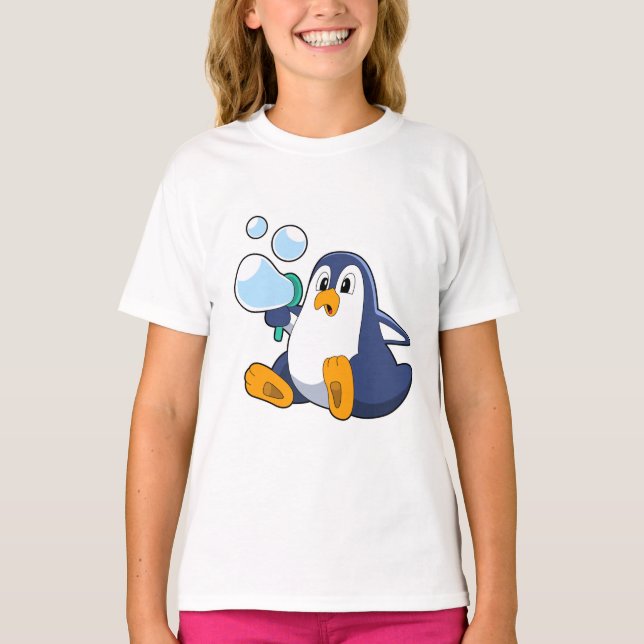 Pinguin mit Seifenblasen.PNG T-Shirt (Vorderseite)