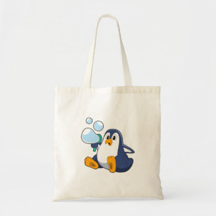 Pinguin mit Seifenblasen.PNG Tragetasche