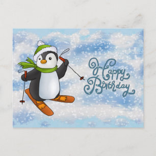 Pinguin mit Ski Karte