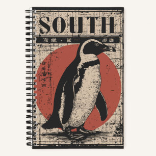 Pinguin mit Southern Sun und Ice Map Notizbuch
