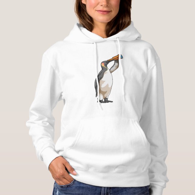 Pinguin mit Teleskop Hoodie (Vorderseite)