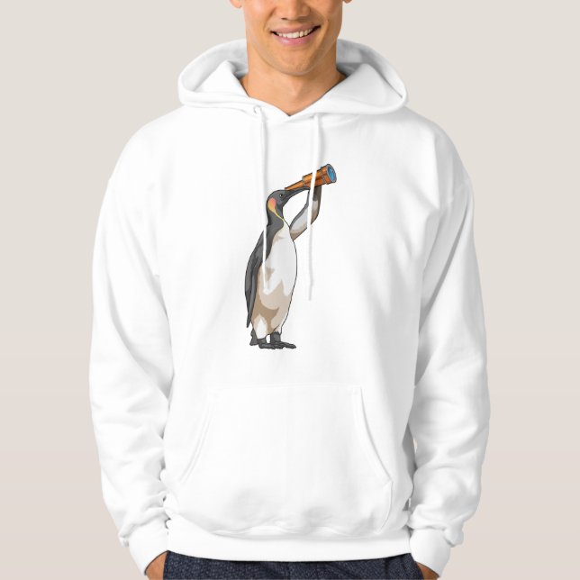 Pinguin mit Teleskop Hoodie (Vorderseite)