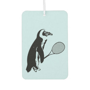 Pinguin mit Tennis Racquet und Blue Background Autolufterfrischer