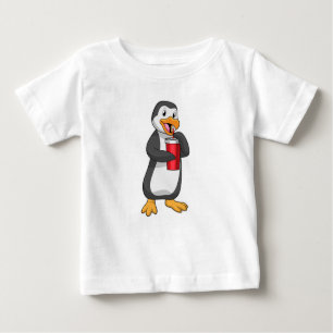 Pinguin mit Trinkbecher mit Stroh Baby T-shirt