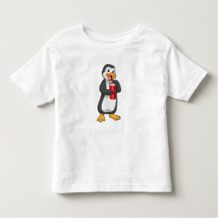 Pinguin mit Trinkbecher mit Stroh Kleinkind T-shirt