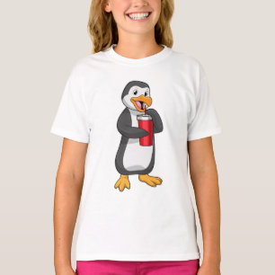 Pinguin mit Trinkbecher mit Stroh T-Shirt