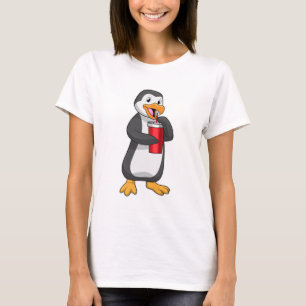 Pinguin mit Trinkbecher mit Stroh T-Shirt
