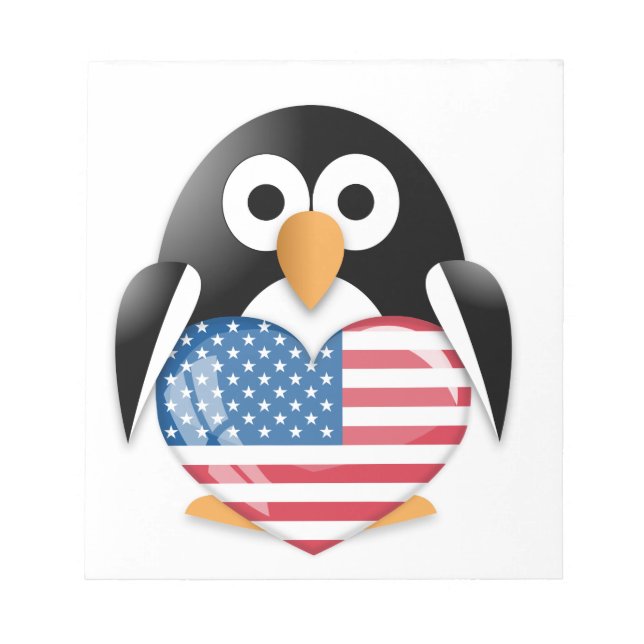 Pinguin mit US-Flagge Notizblock (Vorderseite)