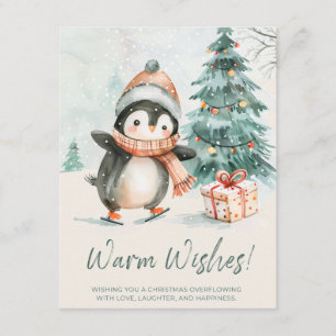 Pinguin mit warmen Wünschen Feiertagskarte