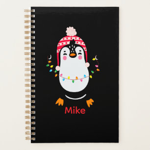 Pinguin mit Weihnachtsbeleuchtung Planer