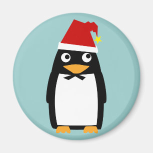 Pinguin mit Weihnachtsmannmütze Magnet