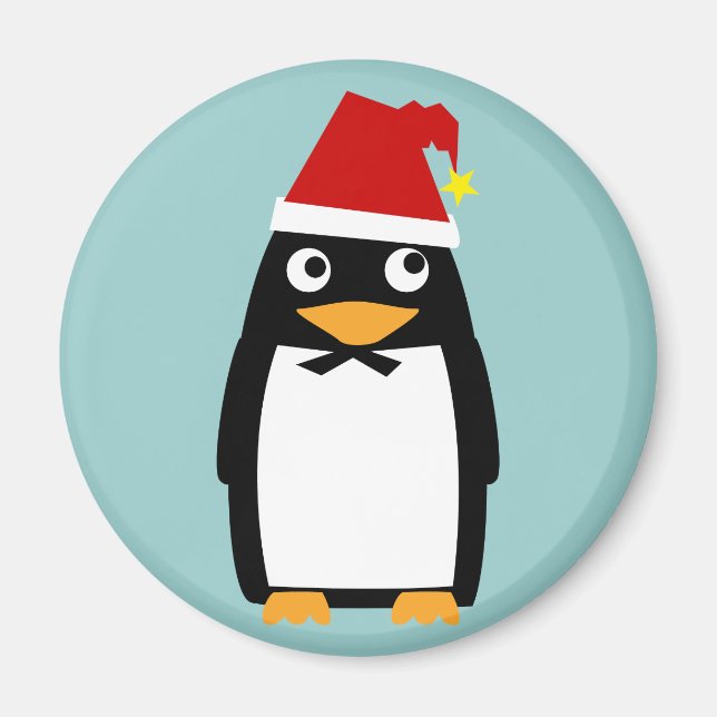 Pinguin mit Weihnachtsmannmütze Magnet (Vorne)